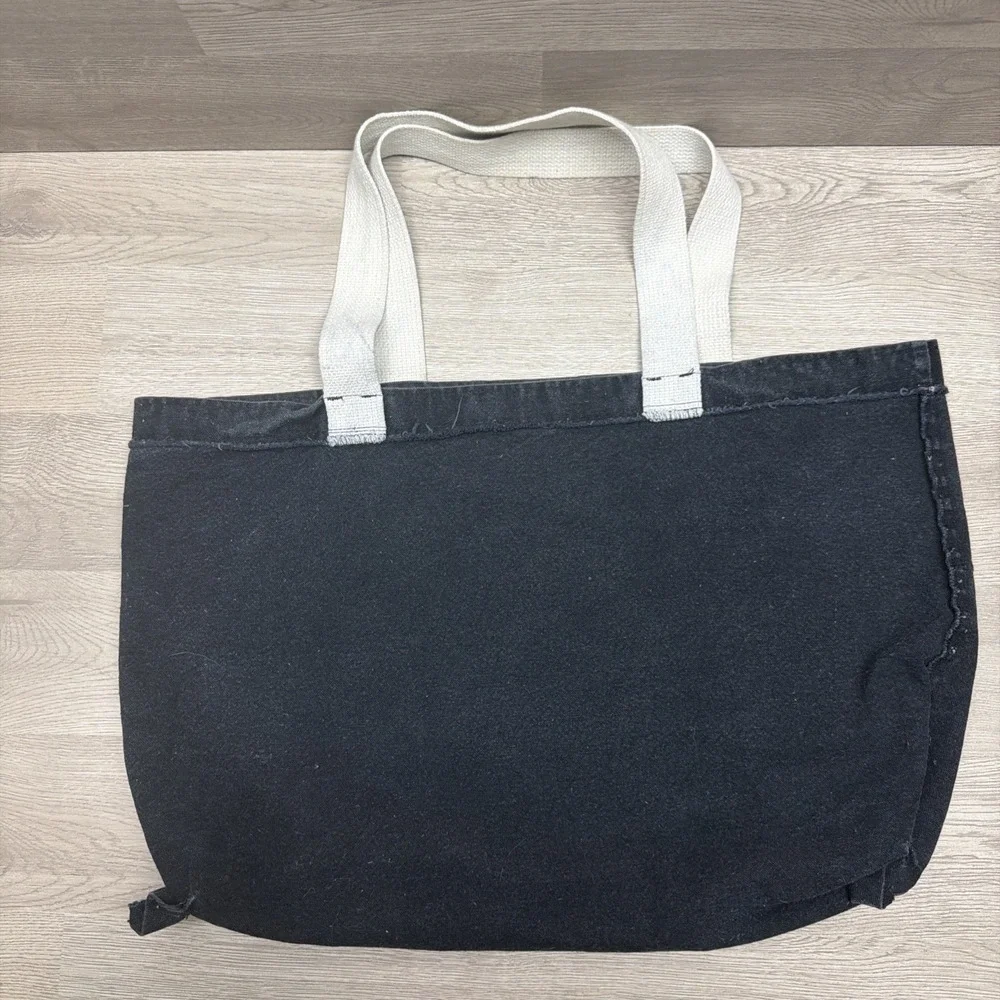 Bay Side Black Canvas Tote Bag Made In USA Graphic Tee Design 100% Cotten 20x14